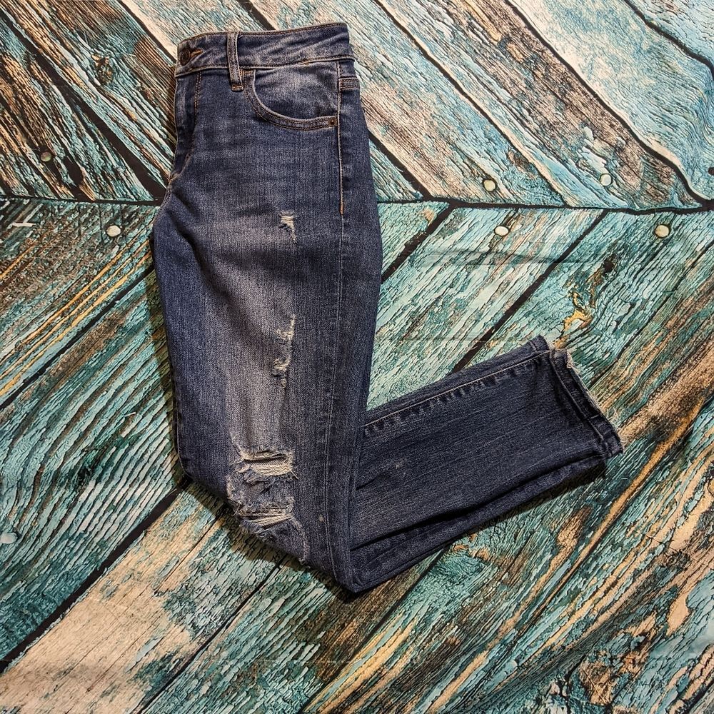 Paige Size 25 Skyline Ankle Peg Distressed Skinny Jeans Grunge Y2K Dark Wash